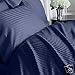 Stripes Navy 300 Thread Count Queen size Sheet Set 100 % Egyptian Cotton 4pc Bed Shee...