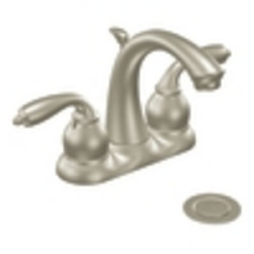 Moen Double Handle Centerset Bathroom Faucet with Metal Lever Handles from the Bayhill Series - Brushed Nickel