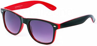 80's Stylish Retro Two Tone Wayfarer Party EDM Sunglasses (Red)