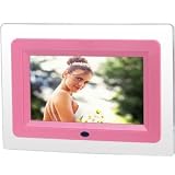from August August DPF703P Multifunction 7 LCD Digital Photo Frame with Built-in Internal Memory, Calendar & Alarm Clock - Pink Clear Model DPF703P