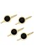 Solid 14K Gold and Onyx Round Stud Set w/Swirl Design
