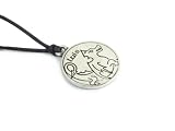 Luis, Celtic Astrology Two Sided Pewter Pendant on Cord Necklace