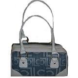 Liz Claiborne Purse Handbag Heritage Mosaic Denim/white