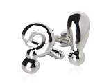 Novelty Punctuation Silver Cufflinks (Exclamation Point and Question Mark) with Presentation Box
