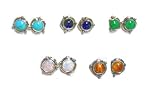 Southwest Sterling Silver Flower Shaped Post Earrings with Choice of Genuine Garnet, Turquoise, Tiger Eye or Malachite