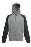 Fruit of the Loom Two Tone Contrast Baseball Hooded Sweatshirt Hoodie