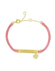 Meira T Solid Silver Vermeil Diamond Engravable ID accented with Heart Charm on Suede Cord for Little Girls Kids & Toddler