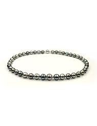 8.2x10.4mm. Light Circle Drop Multi-Color Tahitian Pearls Necklace with 14K Shinny Ball Clasp