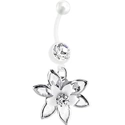 Bioplast White Blooming Lily Belly Ring