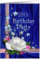 29th Birthday Party Invitation,White Rose Card