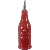 Fleur de Lis Motif Ceramic Olive Oil bottle with Spout ~ 3 colors, 2 sizes