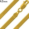 14K Gold Plated Silver 22" Herringbone Chain Necklace 4.5mm