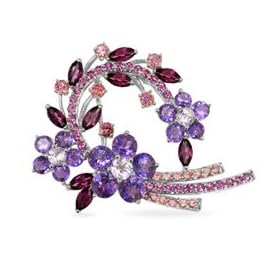 Gordon's Jewelers Rhodolite and Amethyst Gemstone Brooch in Sterling Silver... by