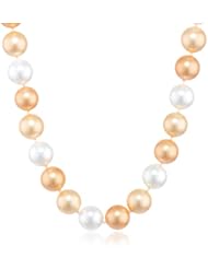 CZ by Kenneth Jay Lane "Classic" Cubic Zirconia Pave Clasp Mother-Of-Pearl Long Necklace, 36"
