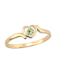 14K Gold 3 1/2 Childrens Genuine August Birthstone Ring - Peridot