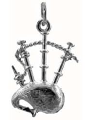 British Jewellery Workshops Silver 18x15mm solid Bagpipes charm