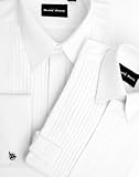 BlackNWhite - Boys Evening Dress Shirt, Standard Collar, Pleated Front, Double/Duo Cuff - White