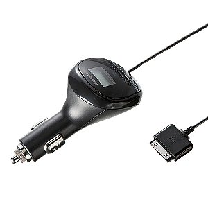 【SANWASUPPLY】iPodを充電しながら音楽が楽しめるFMステレオトランスミッター （ブラック） PDA-FMT10BK