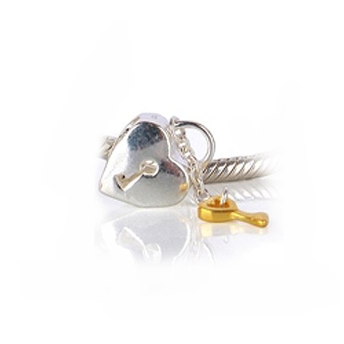 Bling Jewelry Lock Key 925 Sterling Silver Heart Dangle Bead Chamilia Pandora Troll Compatible