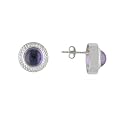 Sterling Silver Textured Stud Earrings - Amethyst