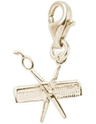 Rembrandt Charms Comb & Scissors Charm with Lobster Clasp