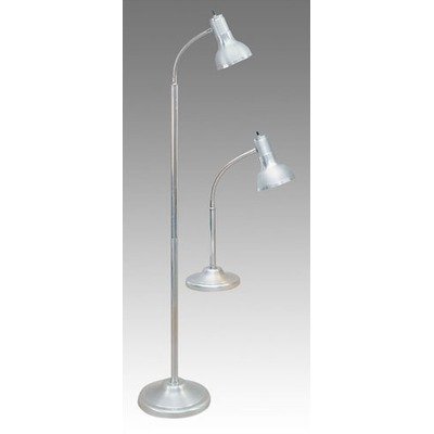 Grandrich G-4449-2 2-Piece Table and Floor Lamp Set, Satin Steel