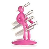 The EX 5-Piece Stainless-Steel Knife Set with Unique Holder Pink