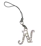 Two's Company Rhinestone Diamonte Purse & Phone Initial Charm, N