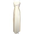 Satin & Chiffon Long Formal Bridesmaid Gown Prom Dress w/ Spaghetti Straps Deco Crystal Pin Junior Plus Size
