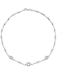 14K White Gold - Genuine Aquamarine & Diamond Necklace