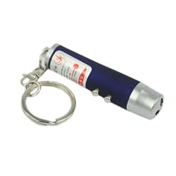 HDE&reg; White/UV LED Flashlight Keychain + Red Laser Pointer class3A