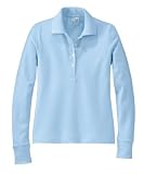 NEW District Threads - Ladies Long Sleeve Stretch Pique Sport Shirt Sky Blue-XXL
