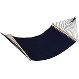 Navy Finish Outdoor Quilted Fabric Hanging Hammock