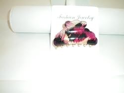 Hair Jaw Clip Pink and Black with Rounded Edges