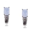 Moonstone and Diamond Fancy Earrings in 14 Karat White Gold