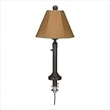 IMAGE OF Catalina Umbrella Table Outdoor Lamp with Sunbrella Shade Lamp Finish: Bronze, Lamp Shade: Spring