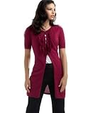 T Tahari Short-Sleeve Ruffled Long Cardigan