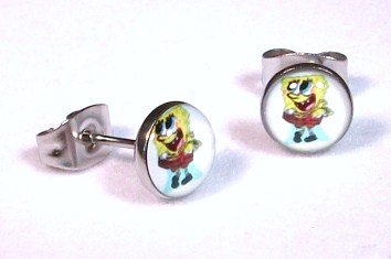 External hard drive:The Stainless Steel Jewellery Shop - 7mm Spongebob Squarepants Logo Studs (pair) - Includes FREE Velvet Jewellery Gift Pouch