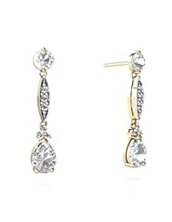 Genuine White Topaz 14kt Yellow Gold Dangle Drop Earrings