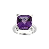14K White Gold 0.05 ct. Diamond and 8 1/2 ct. Amethyst Ring