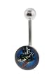 Genuine Ed Hardy Stainless Steel Belly Ring - Wolf with Hat Logo in 10mm - 14 Gauge - 5mm Ball - Sold Individually