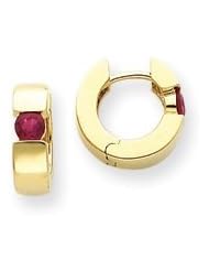 14k Ruby hinged hoop earrings