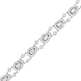 CZ Diamond Platinum Plated Teardrop Link Bracelet