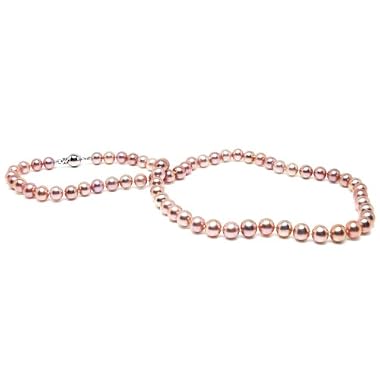 HinsonGayle 6.5-7.0mm Pink Freshwater Cultured Pearl Necklace (Sterling Silver)