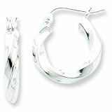 Sterling Silver Rhodium-Plated Twisted Hoop Earrings