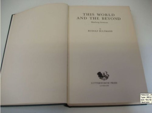 This World and the Beyond: Marburg Sermons