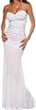 Designer White Strapless Long Evening Formal Dress