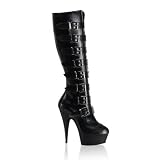 5 3/4 Inch Sexy Buckled Platform Gothic Knee High Boot With Side Zip