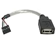 StarTech USB A to USB Motherboard 4-Pin Header F/F 2.0 Cable, 6" (USBMBADAPT)