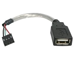 StarTech USB A to USB Motherboard 4-Pin Header F/F 2.0 Cable, 6" (USBMBADAPT)